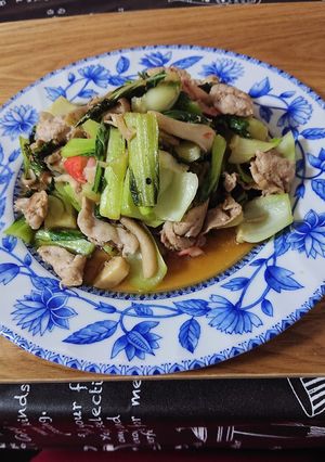 チンゲン菜と豚コマの炒め物。-レシピのメイン写真