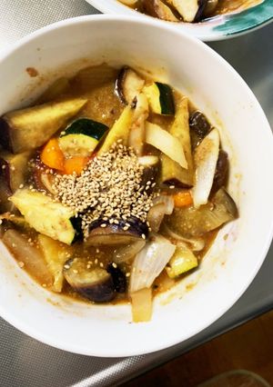 根菜茄子シーフード風味トマト温野菜サラダ-レシピのメイン写真
