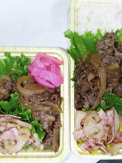 【夫婦弁当242】焼き牛丼と蓮根炒め-レシピのメイン写真