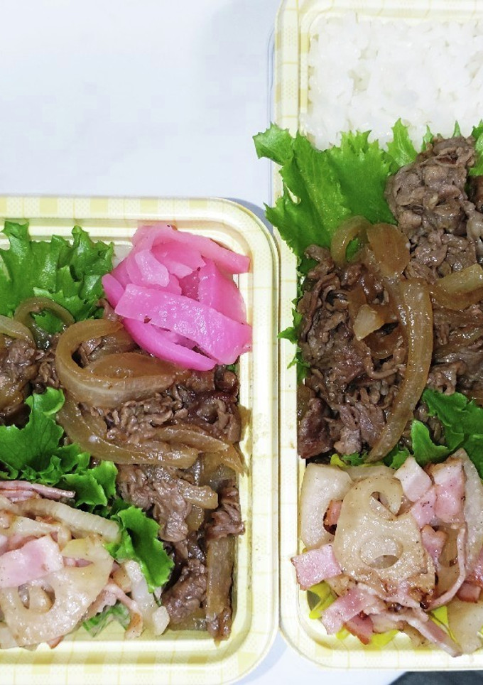 【夫婦弁当242】焼き牛丼と蓮根炒め-レシピのメイン写真