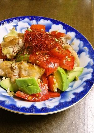 鶏とアボカドとトマトのさっぱりごまラー油-レシピのメイン写真