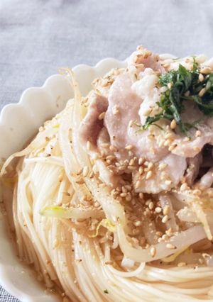 豚肉・もやし・ぶっかけそうめん・めんつゆ-レシピのメイン写真