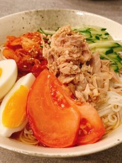 キムチとツナの旨辛そうめん-レシピのメイン写真