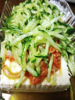 胡瓜とキムチの夏用冷や奴-レシピのメイン写真