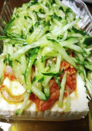胡瓜とキムチの夏用冷や奴-レシピのメイン写真