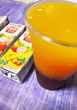 野菜生活3色ゼリー♪簡単に〜(*´罒`*-レシピのメイン写真