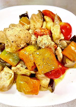 椎茸と胸肉のコロコロ炒め-レシピのメイン写真