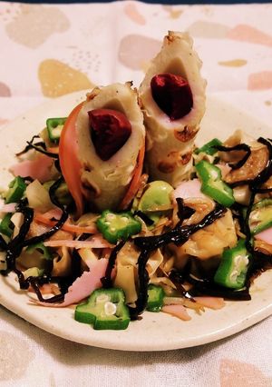 «竹輪～ハムほうかむり君»“しそ昆オクラ-レシピのメイン写真