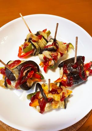 逆転発想な、野菜とキノコと豚肉のなす巻き-レシピのメイン写真