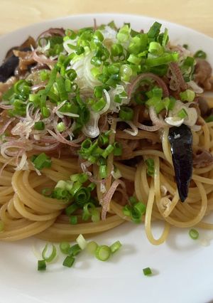 なすと豚肉としめじの和風夏パスタ-レシピのメイン写真