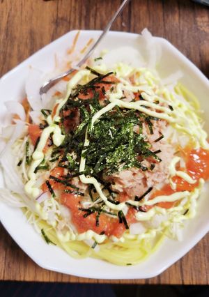 山盛りツナと明太子のサラダパスタ！-レシピのメイン写真