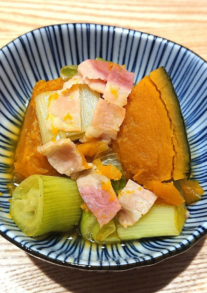 ちょっと洋風？かぼちゃねぎベーコンの煮物-レシピのメイン写真