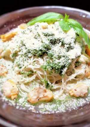 冷製ボンゴレのバジルそうめん-レシピのメイン写真