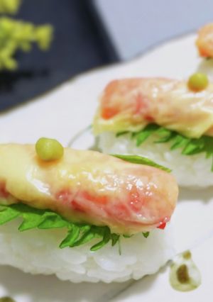 お手軽にぎり寿司　カニカマのチーズ焼き-レシピのメイン写真