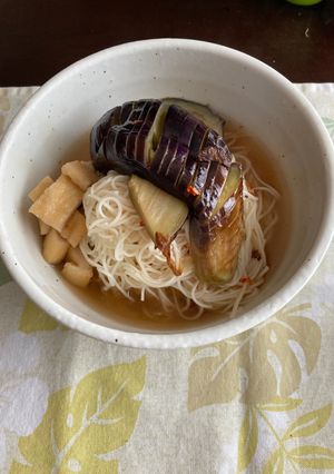 「だし道楽」でナスそうめん-レシピのメイン写真