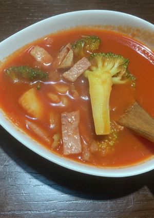 トマトジュースで作る簡単ミネストローネ-レシピのメイン写真