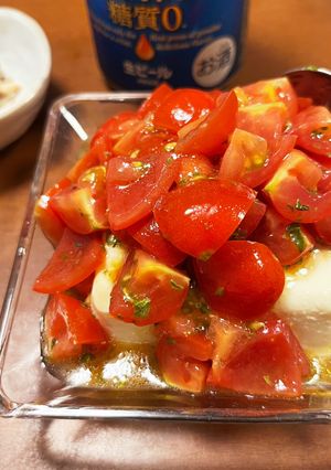 ミニトマトのせ冷奴カプレーゼ風-レシピのメイン写真