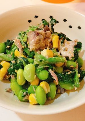 サバ缶枝豆ほうれん草deパワーサラダ-レシピのメイン写真
