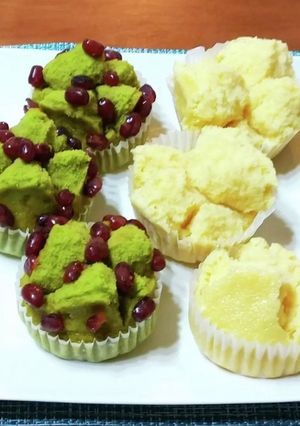 米粉の抹茶蒸しパン、たまご蒸しパン-レシピのメイン写真