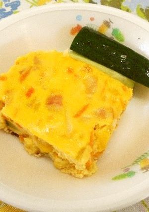 夏野菜の厚焼き卵＠つくば市幼児食-レシピのメイン写真