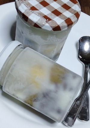 空き瓶で手作り◇簡単ミルクアイス白くま風-レシピのメイン写真