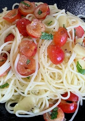 さくらんぼとキウィの冷製パスタ-レシピのメイン写真