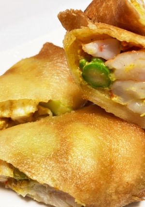 エビとアスパラの春巻き　カレー風味-レシピのメイン写真