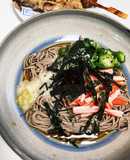 冷たい麺 カニカマとオクラととろろ