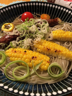 焼きとうもろこしと長茄子の冷やし蕎麦-レシピのメイン写真