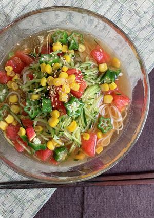 夏も元気！夏野菜たっぷりさっぱりそうめん-レシピのメイン写真