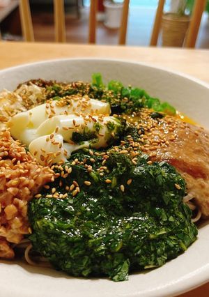 納豆オクラとモロヘイヤのネバトロ十割そば-レシピのメイン写真
