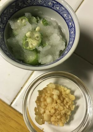 オクラおろし揚げ玉 麺つゆで簡単副菜♫-レシピのメイン写真