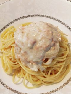 つめたい麺 鮭フレークのクリームパスタ-レシピのメイン写真