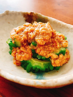 レンジで簡単 ゴーヤの肉みそ餡かけ-レシピのメイン写真