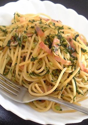 ウマ！大根の葉とベーコンの和風パスタ♪-レシピのメイン写真