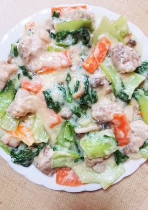 鶏肉とチンゲン菜のクリーム煮-レシピのメイン写真