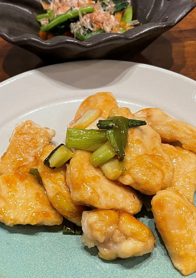 青ネギと鶏むねの甘酢炒め-レシピのメイン写真