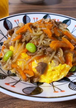 もやしと豚肉の中華あんかけ玉子丼-レシピのメイン写真