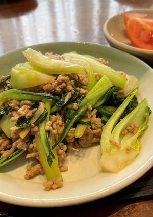 鶏ひき肉と青梗菜の炒め物-レシピのメイン写真