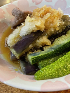 ズッキーニと茄子の揚げ浸し牛肉みぞれ掛け-レシピのメイン写真