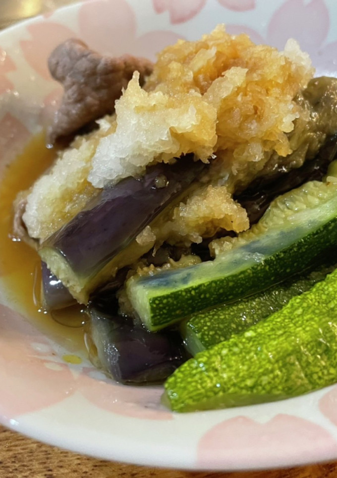 ズッキーニと茄子の揚げ浸し牛肉みぞれ掛け-レシピのメイン写真