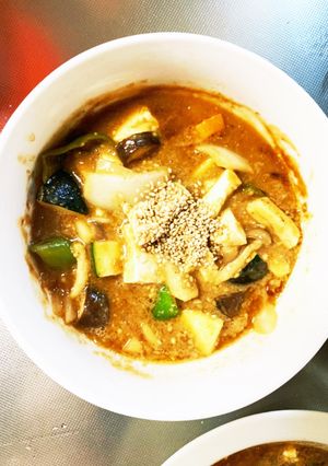 レンジ肉無豆腐簡単冷製坦々麺味野菜炒め-レシピのメイン写真