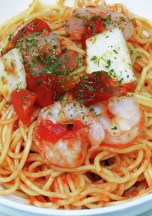 冷たい麺 シーフードの冷製パスタ-レシピのメイン写真