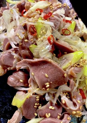 超簡単★砂肝と白葱のピリ辛ネギ塩胡麻油★-レシピのメイン写真