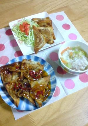 一度に３変化！？ワンタンで早旨２品１汁☆-レシピのメイン写真