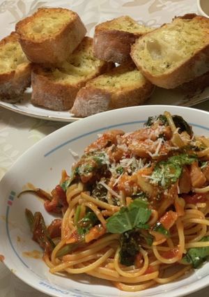 ベーコンとほうれん草のトマトパスタ-レシピのメイン写真