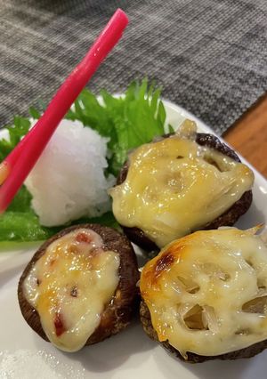 椎茸のらっきょう乗せグリル-レシピのメイン写真