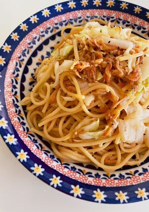 あみ海老とキャベツのバター醤油パスタ-レシピのメイン写真