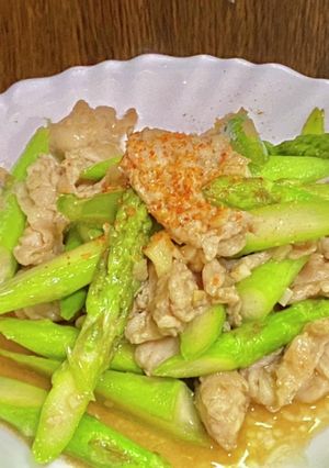 アスパラガスと豚バラ肉のニンニク炒め-レシピのメイン写真