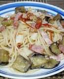 なすとベーコンとセミドライトマトパスタ